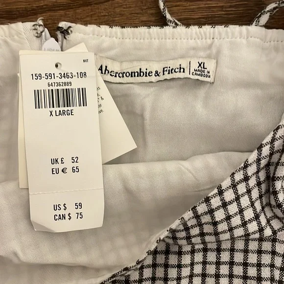 Abercrombie & Fitch 90s Tank Slip Mini Dress XL Black and White Checkered Print - Picture 3 of 4